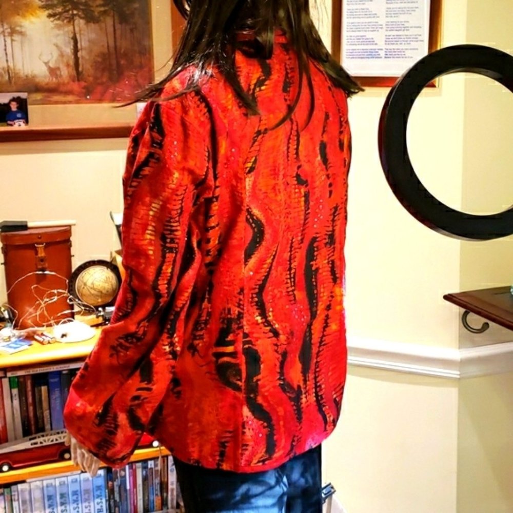 Chico's Red Cobra Jacket nwt size 3 - Picture 4 of 5